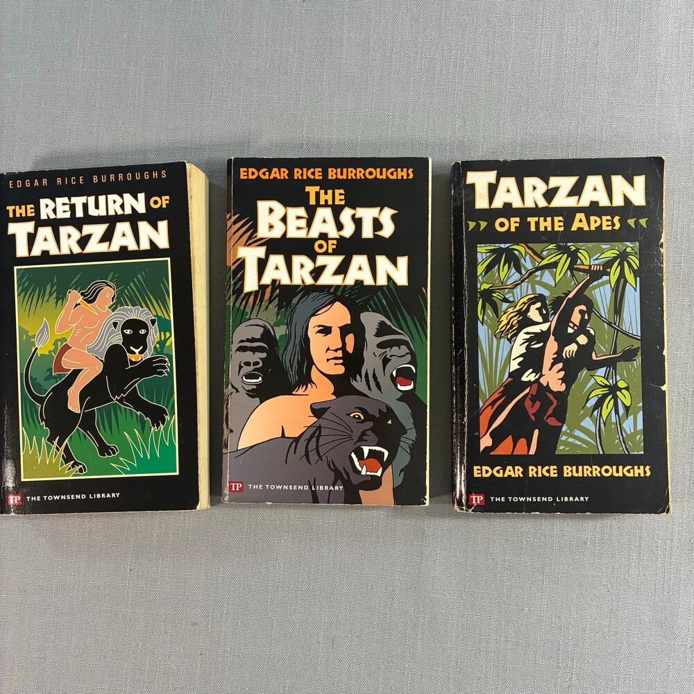 Lot of 3 Edgar Rice Burroughs Tarzan Paperback Books Townsend Library Editions